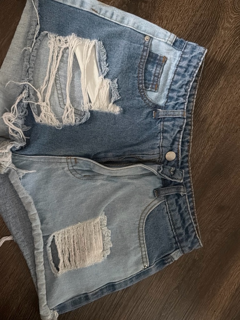 SHEIN Light Blue Distressed Denim Shorts